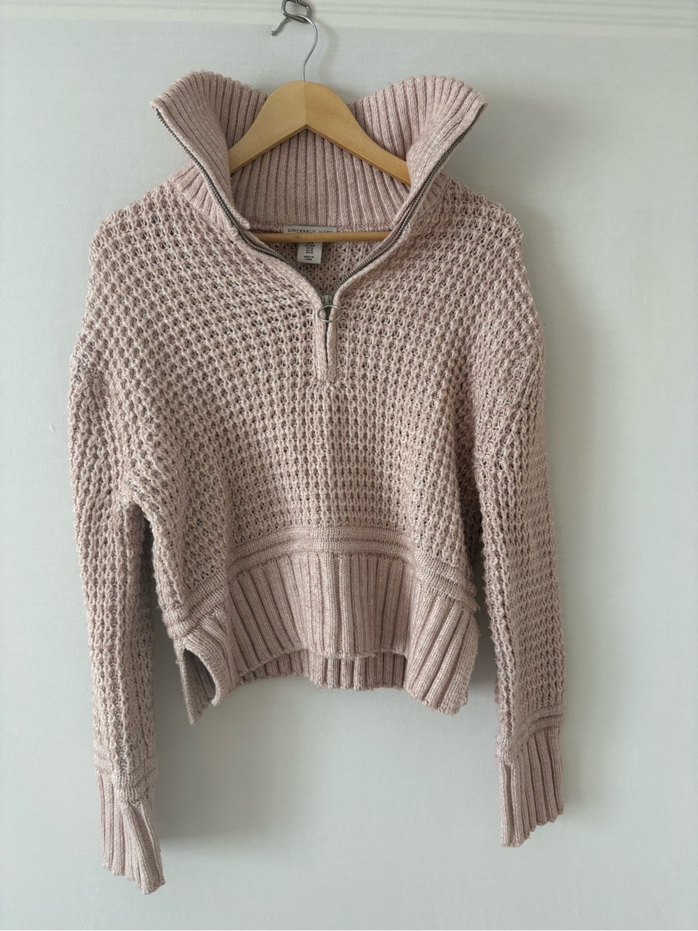 Sincerely Jules Chunky Half-Zip Sweater in Dusty Rose